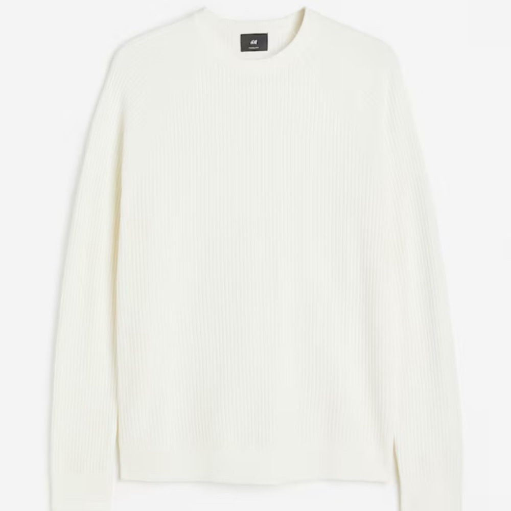 H&M NWT White Crew Neck Sweater Men’s large. Muscle fit